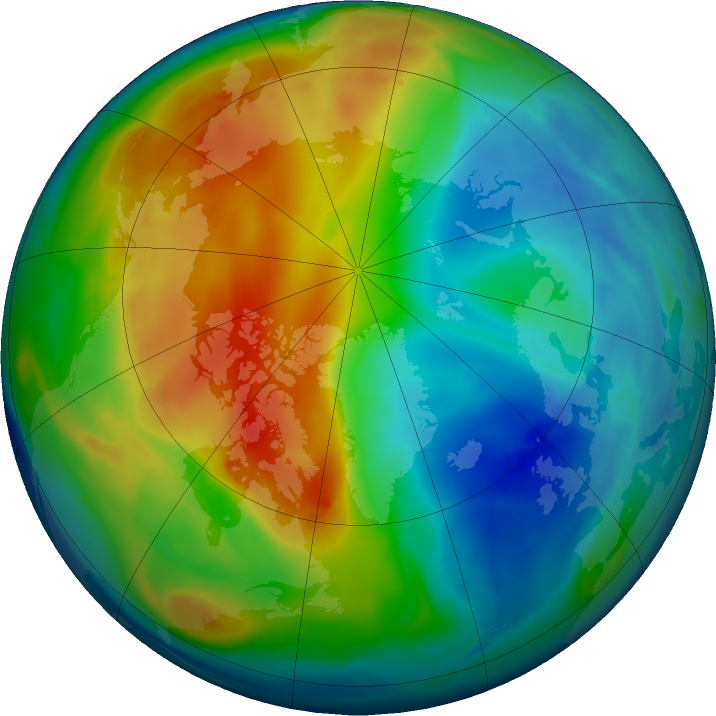 Arctic ozone map for 02 December 2019